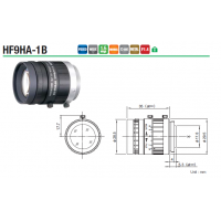 Fujinon HF9HA-1B 2/3'' 9mm F1.4 Manual Iris C-Mount Lens, 1.5 MP, Anti-Vibration & Shock Feature